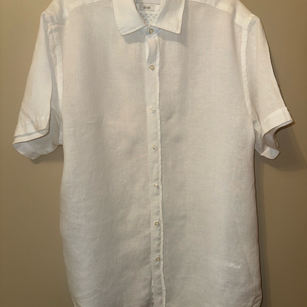 Porter & Ash Men's  100% Linen Casual Button Down Shirt with Short Sleeves